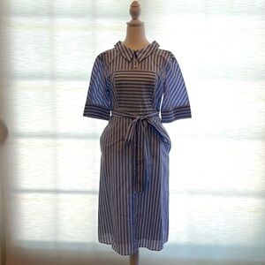Preppy Striped Midi Dress, NWOT.